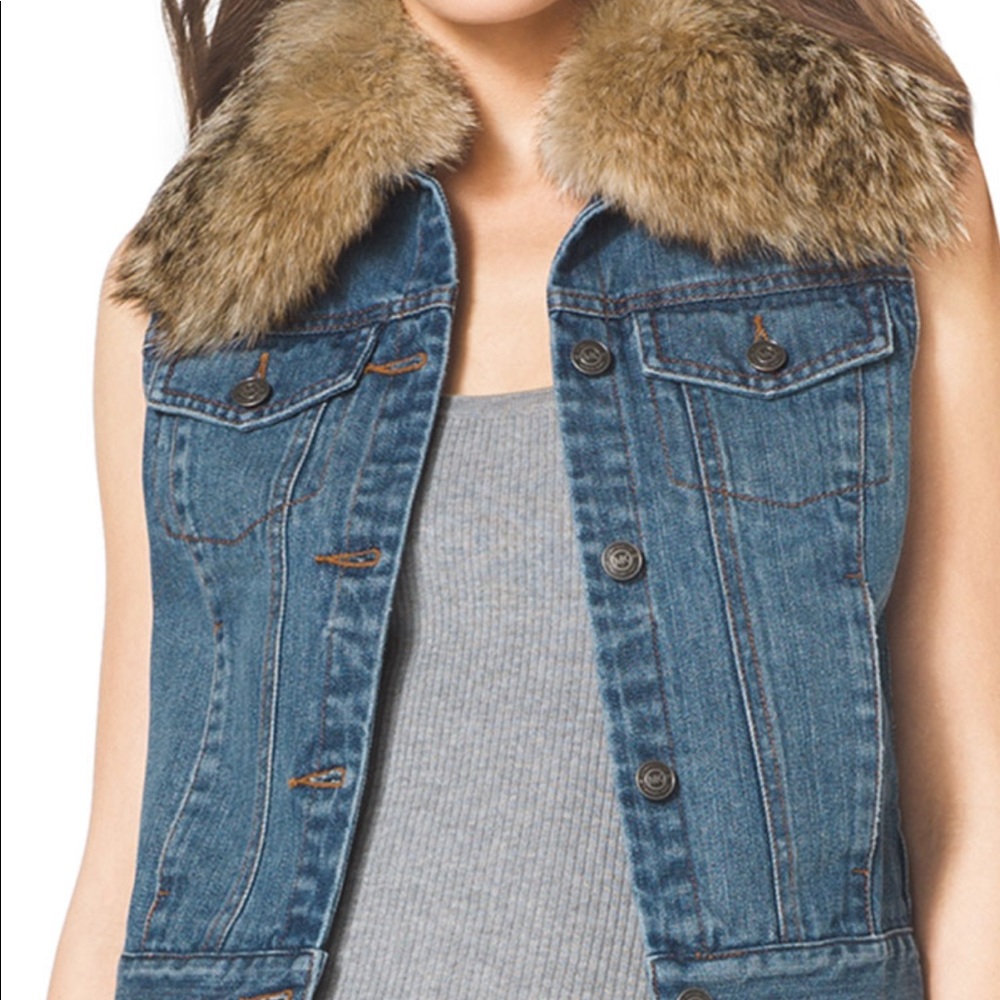 Michael Kors Fur Trim denim vest